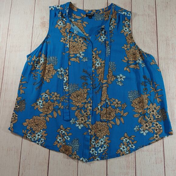 Torrid Crepe Tie-Front Floral Button-Up Sleeveless Top sz 3 - Picture 9 of 11